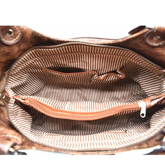 Brown Western Style Faux Leather Studded Shoulder Bag With Wallet - Picture 4 of 7